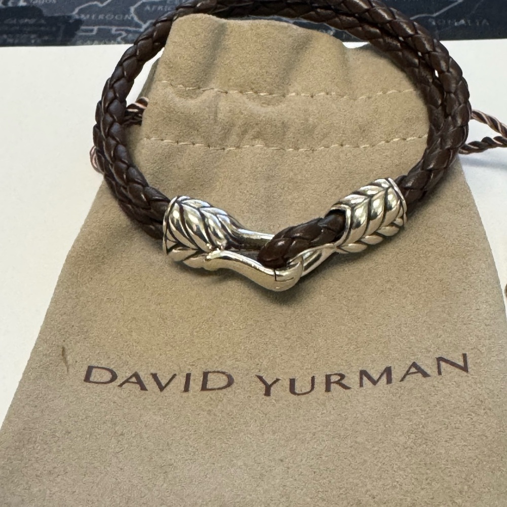 DAVID YURMAN BROWN LEATHER BRACELET W/STERLING SILVER CLASP - Picture 6 of 6